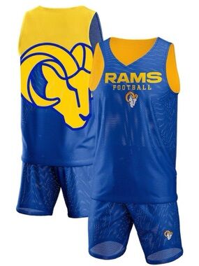 Rams Football Athletic Mesh Shorts Set - Blue & Yellow